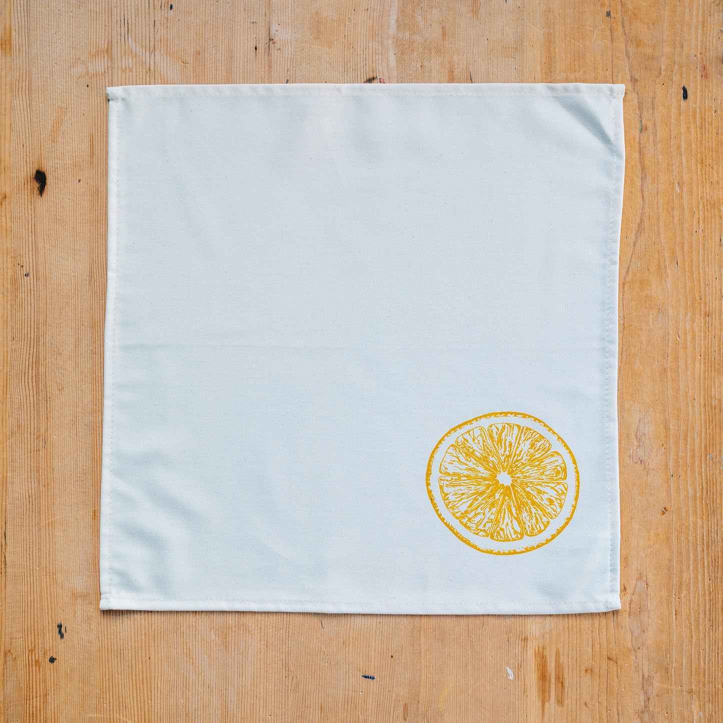 Lemon napkin gift set by Lottie Day – handmade cotton napkins with screen-printed yellow lemon design, made in Norfolk