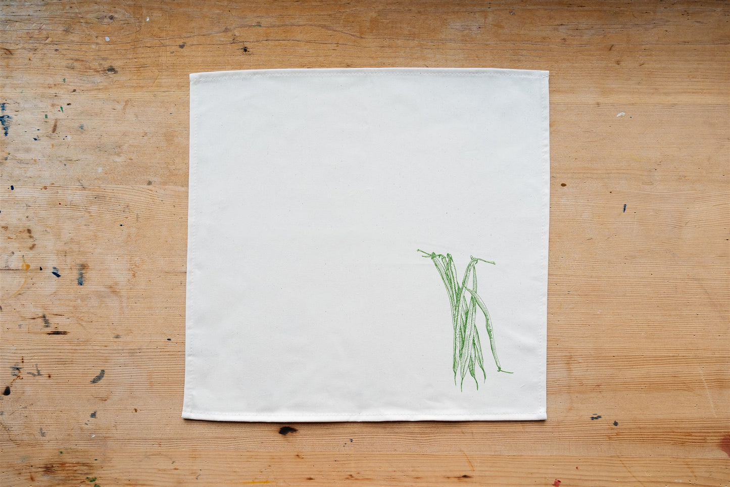 Allotment vegetable napkin set by Lottie Day - handmade cotton napkins featuring screen-printed garden vegetables including beetroot and leek