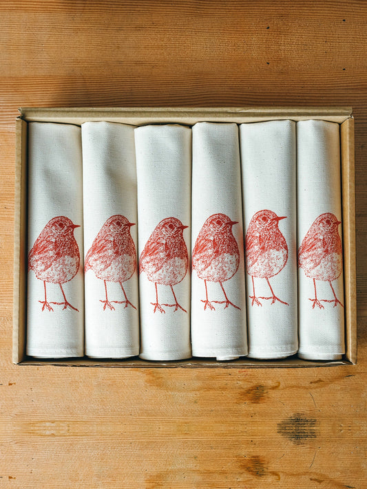 Christmas Robin Napkin Gift Set