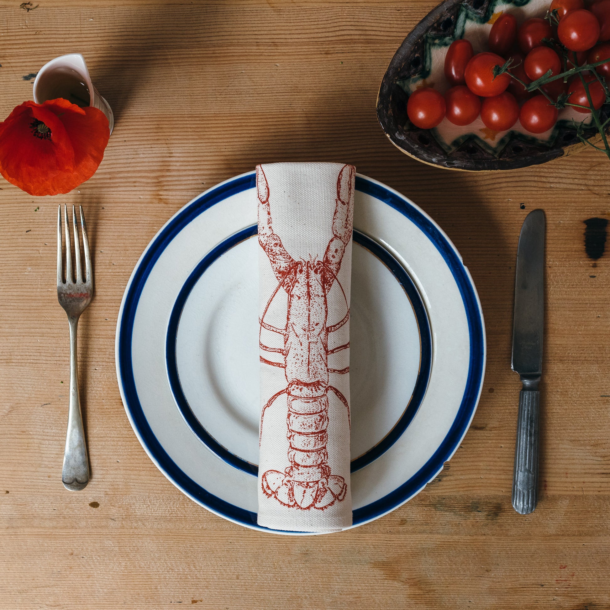 printed red lobster napkin table place setting